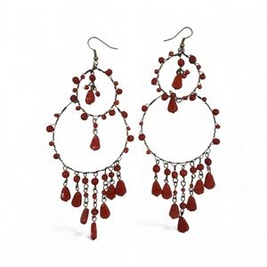 Elegant Red Chandelier Earrings
